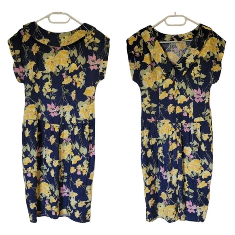 Maggy London by Jeannene Booher drop waist linen floral dress size 8